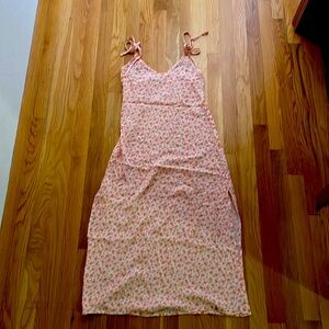Reddish pink and white summer dress